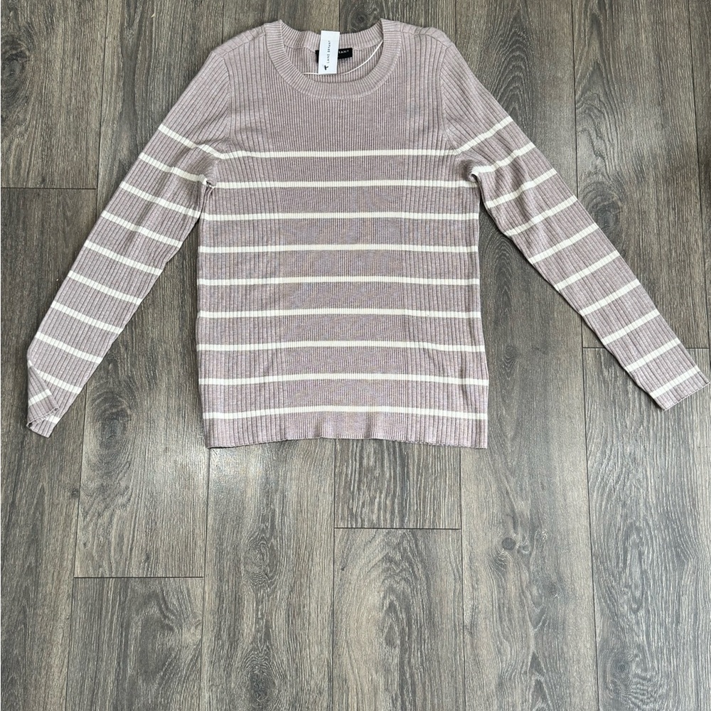 Lane Bryant Mauve and Cream Striped Sweater